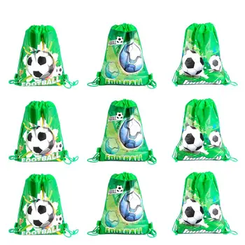 

9Pcs Birthday Presents Bag Football Pattern Storage Bag Drawstring Pouch Eco-Friendly Organizer For Gift Candy Party