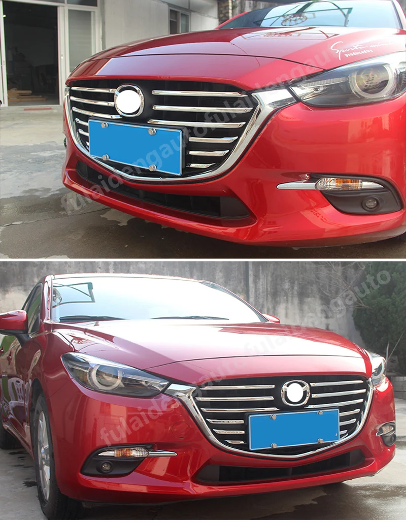 12 шт. для Mazda 3 Axela- ABS Хромированная передняя решетка крышки планки полоски аксессуары для стайлинга автомобилей