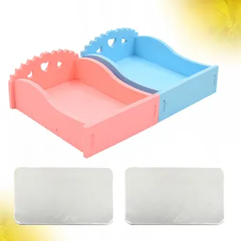 

2Pcs Hamster Accessories Cooling Board Living Supplies Bed Nest for Hamster with a Size M Summer Cooling Board (Pink, Blue)