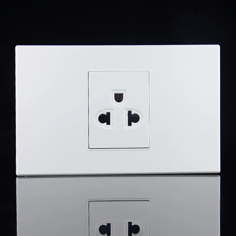 

118mm white American Southeast Asia Standard 3-pole Multi-function socket PC flame retardant household safety power plug 15A