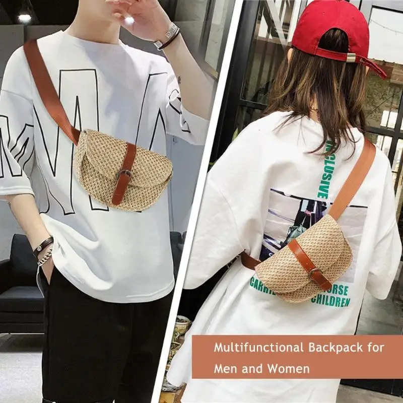 Women Half Circle Straw Waist Chest Bag Small Holiday Beach Shoulder Messenger Bags girls Bag Waist Pack Bags Bolsas Feminina