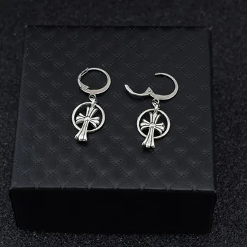 

1pair Fashion Kpop earring the same style as Jimin Cross tassel dangle Earrings for Men and Women Ear ring Clips bangtan Kpop