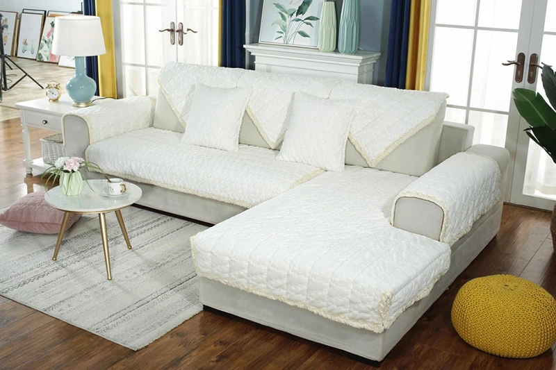 Высококачественные современные чехлы для диванов, Нескользящие утепленные Плюшевые Чехлы для диванов, модные однотонные стеганые зимние теплые чехлы для диванов и полотенец