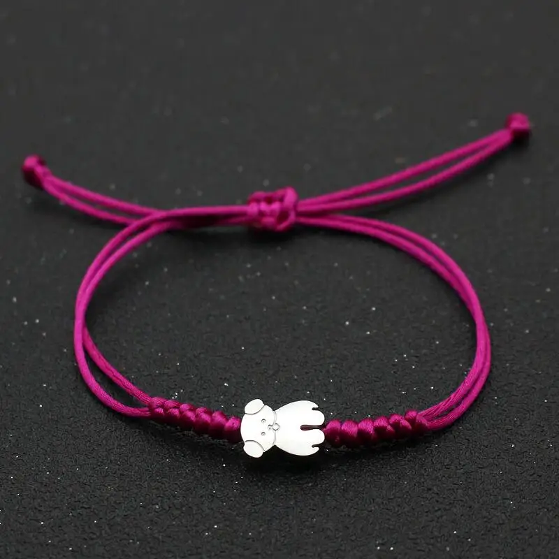 Нержавеющая сталь серебро Цвет маленький браслет медведь красная ...