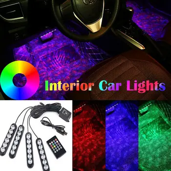 

Car Interior Decorative LED Colored Lights Strip Bar RGB Dimmable Remote Control Auto Vehicle Floor Atmosphere Lamp Ambilight