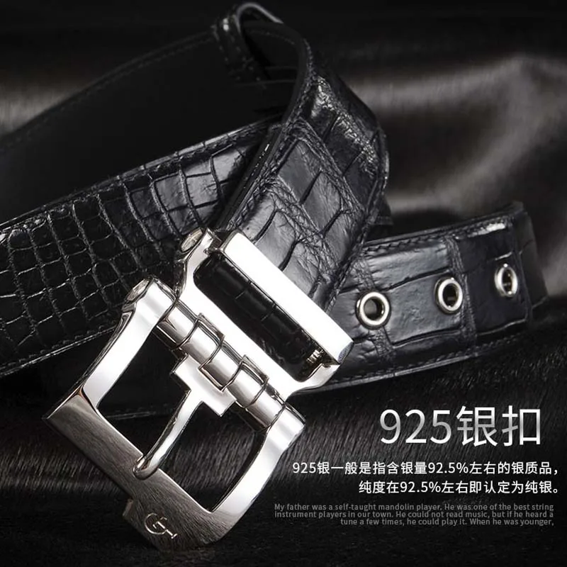 

gete crocodile leather belt men 925 silver agio Genuine leather Pin buckle belt The belt business leisure Men's belt