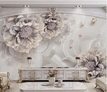 

CJSIR Custom Room 3D Wall Mural Living Room Modern Atmosphere Peony Jewelry Flower Photo Mural Flowers 3d Wallpaper Decors