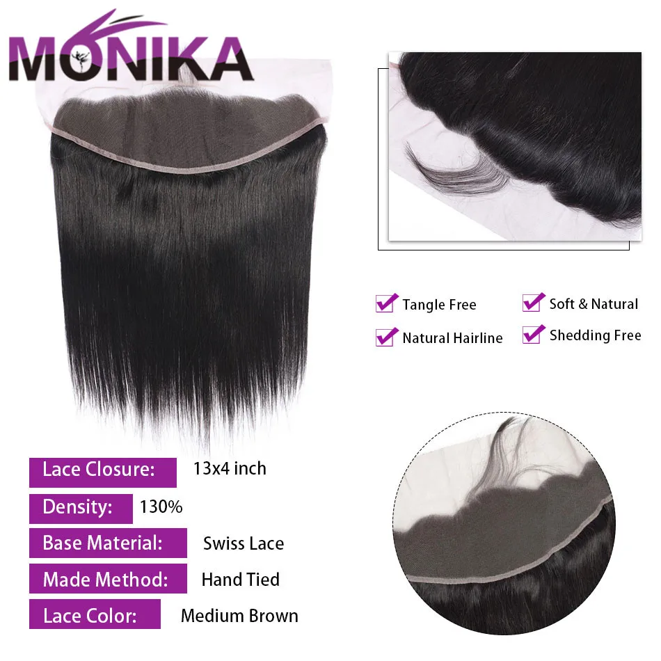 Monika волосы фронталы перуанские прямые фронтальные человеческие волосы кружева Фронтальная застежка 13x4 уха до уха Кружева Закрытие Фронтальная не Реми