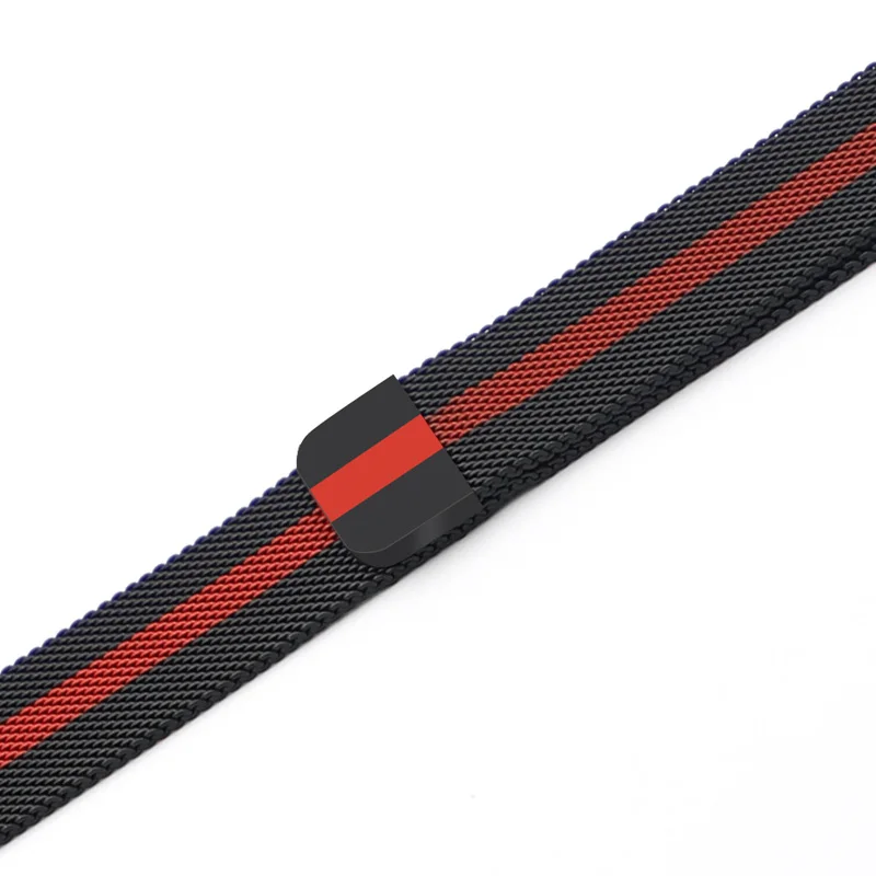 Black red Ремешок для часов, Миланская петля, ремешок для Apple Watch 42/44/40/38 мм Нержавеющая сталь ссылка наручный браслет для наручных часов iwatch, 5/4/3/2/1 мессенджер через плечо на магнитной застежке - Цвет ремешка: Black red