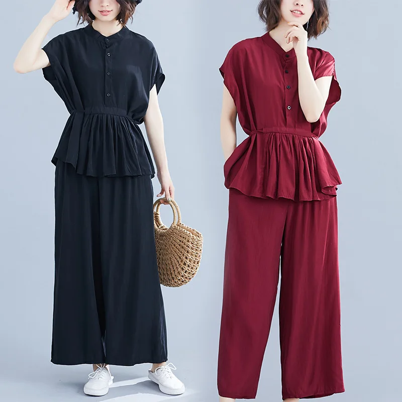 

Photo Shoot 2019 Summer WOMEN'S Dress Literature And Art Simple Fashion Casual Chinese Style Tea Service Large Size Loose-Fit Lo