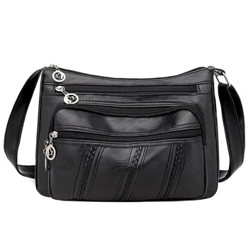 

Women Lattice Pattern Crossbody Bag PU Leather Large Capacity Multi Pocket Pouch Fashion Exquisite Shopping Bag