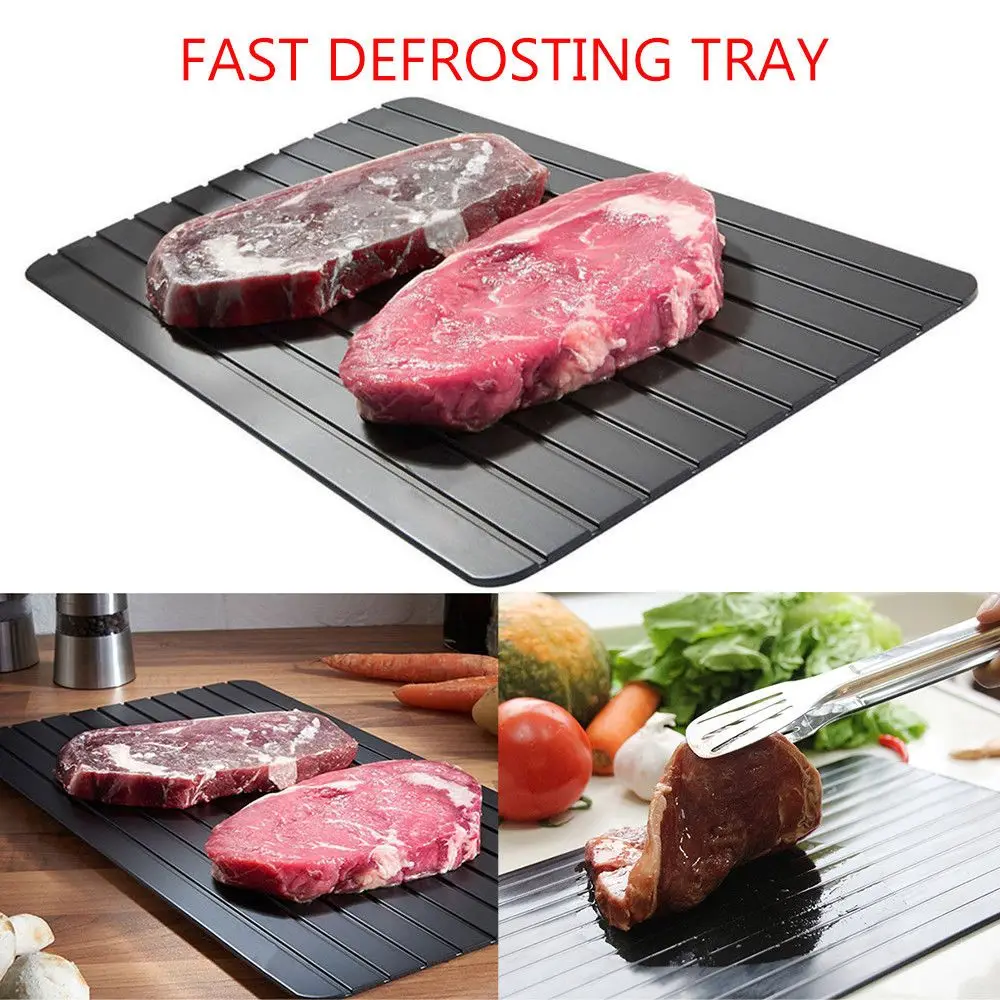 

1pc Magic Defrost Tray Metal Plate Defrosting Tray Safe Fast Thawing Frozen Meat Fish Sea Food Kitchen Cook Gadget Tool