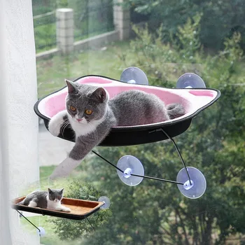

2 Types Cat Hanging Bed Durable Bearing 30kg Comfortable Cat Bed Window Mount Cat Hammock Fleece Soft Pet Shelf Pet Supplies