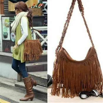 

2020 Newest 3 Colors Tassel Bags Women'S Fringe Messenger Shoulder Tassel Bag Handbag Crossbody Satchel Tote Tassel Handbag