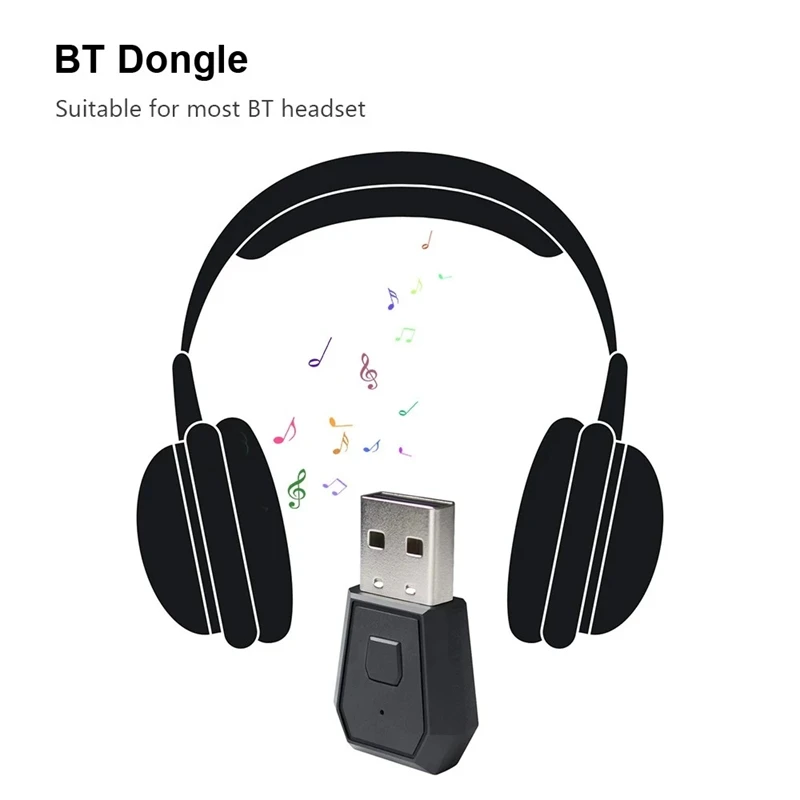 BT Adapter Receiver Wireless Headset Headphone Adapter Dongle USB Adapter USB Dongle for PS4 Black