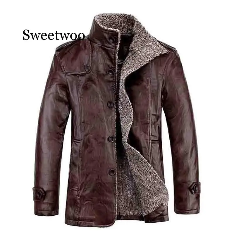 2020  7xl 8xl winter new Men's plus velvet leather jacket stand collar PU leather jacket male Slim Clothing