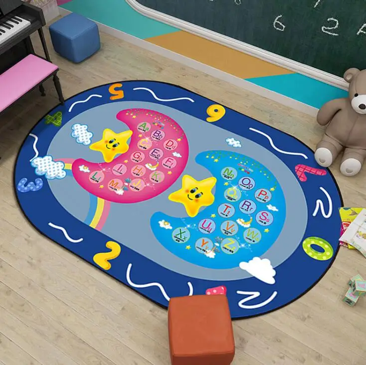 Круглый детский игрушечный ковер Овальный мультяшный детский прикроватный анти-осенний коврик для лазания детский игровой коврик нескользящий детский коврик для ползания