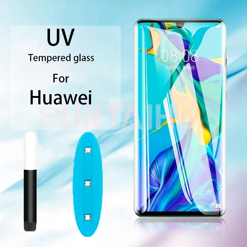 Прозрачное полностью изогнутое УФ жидкое закаленное стекло для Huawei Mate 30 Pro 20