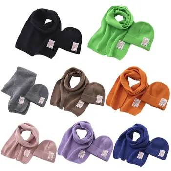 

Autumn Winter Knitted Children Scarves Hat Suit Baby Kids Unisex Warm Scarf Hats