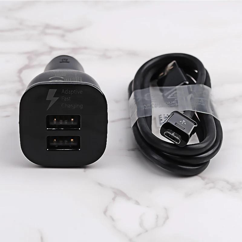 Samsung Car Charger Dual USB Adaptive Fast Adapter Micro USB Type C Cable For Galaxy s10 s9 s8 Plus S10+ Note 10 plus note10 S20 65w charger