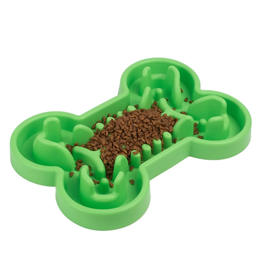 Питомец медленная кормушка мягкая резиновая в форме кости собака медленная кормушка миски для предотвращения ожирения собаки аксессуары для животных - Цвет: Green