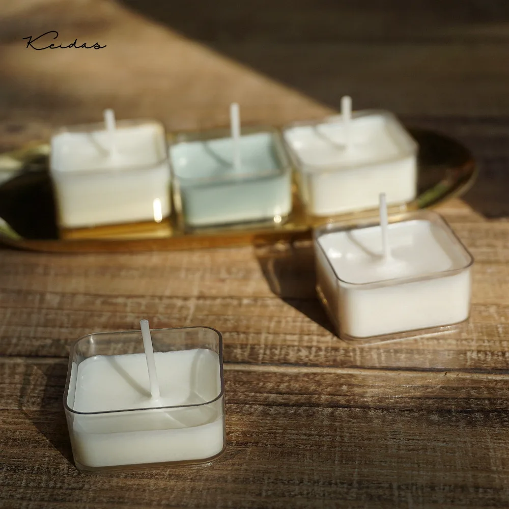High Transparency Square shape Tealight Candle Containers 20 pcs For DIY Scented  Candle Home Decoration