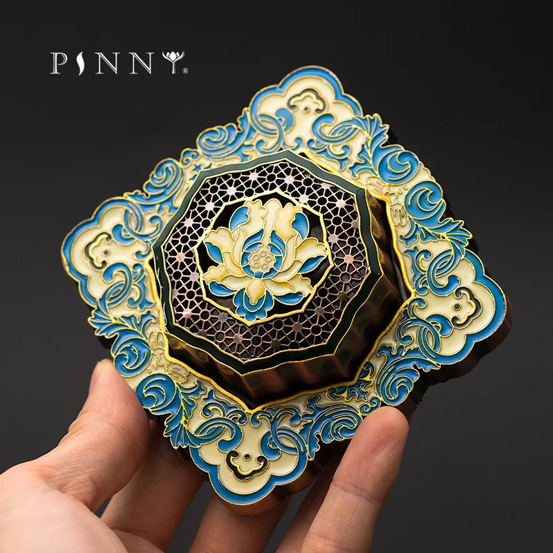 

PINNY Cloisonne Metal Incense Burner Alloy Coil Incense Base Metal Crafts Home Decoration Sandalwood Censer