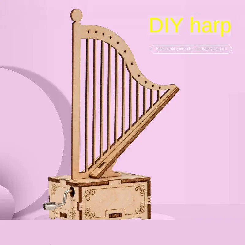 Ручной работы арфа стиль рукопожатие музыкальная шкатулка собранные деревянные