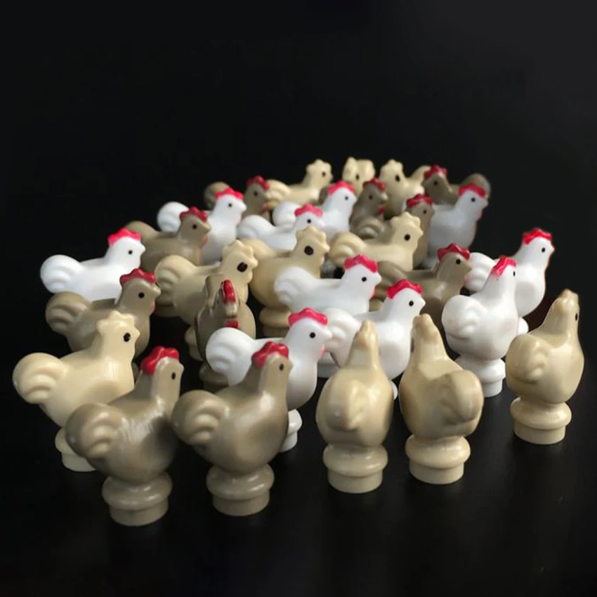 10 шт./лот креативные фермерские куриные фигурки животных аксессуары MOC детали для