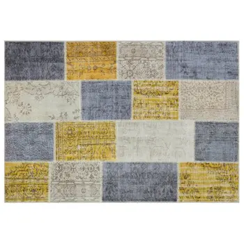 

Handmade Yellow Vintage Overdyed Patchwork Area Rug 160x230 Cm-5'3''X7'7''
