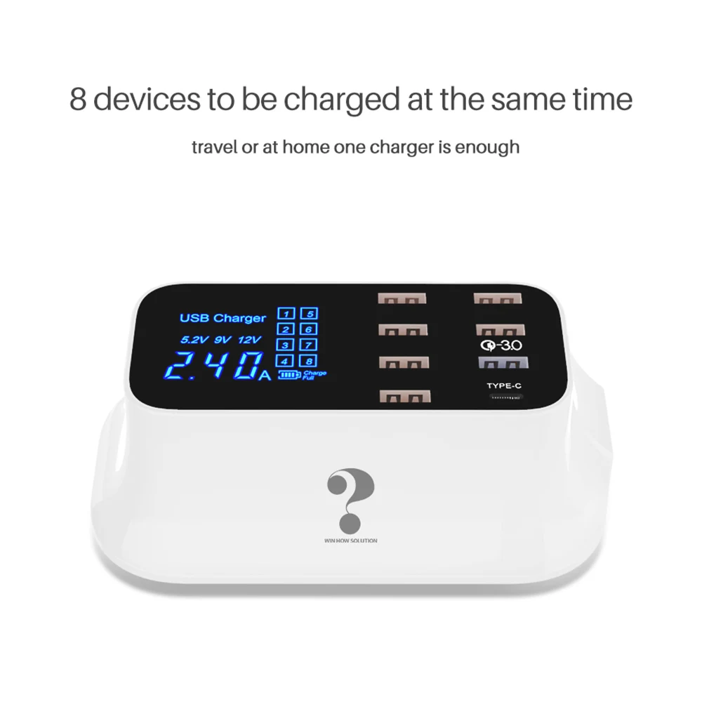 Быстрая зарядка 3,0 Смарт usb type C зарядная станция светодиодный дисплей Быстрая зарядка телефон планшет USB зарядное устройство для iPhone samsung адаптер