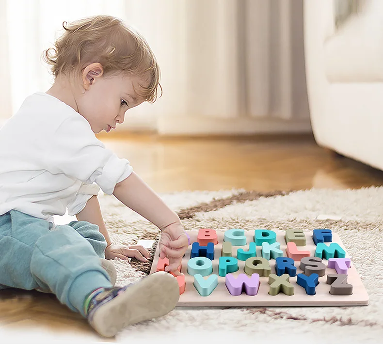 3D деревянные когнитивные головоломки буквы Алфавит количество головоломки дошкольного образования детские игрушки для детей