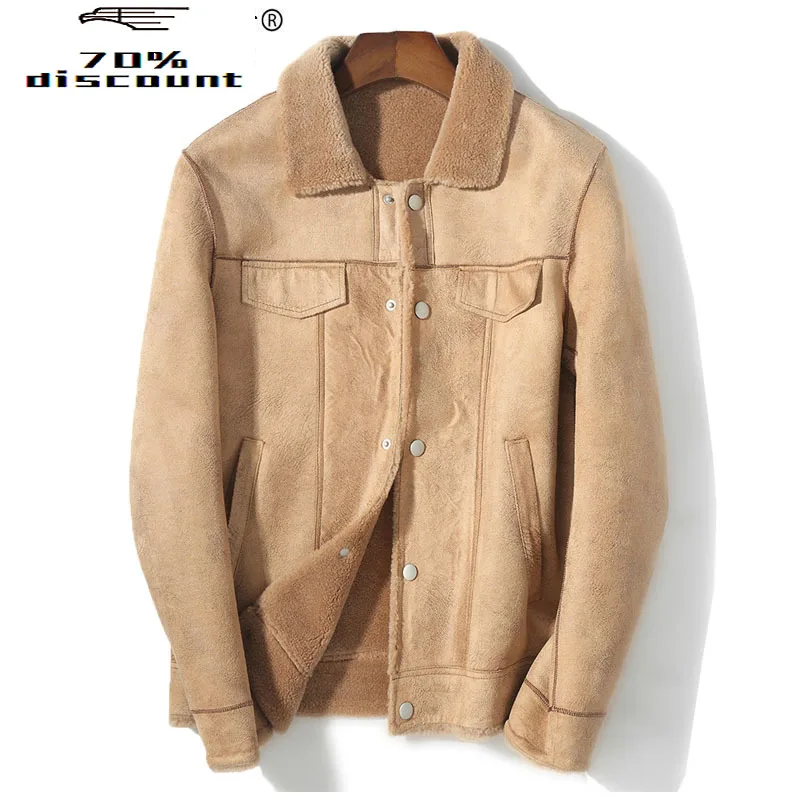 

Men's Fur Coat Winter Jacket Man Real Wool Fur Sheep Shearing Short Motorcycle Warm Coats Mens Jackets overcoat KJ2428