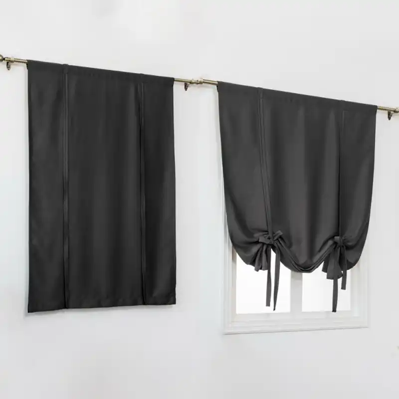 Modern Simple Bedroom Kitchen Window Curtains Short Roman Blackout Curtains For Bedroom Living Room Gray Black Red Curtains