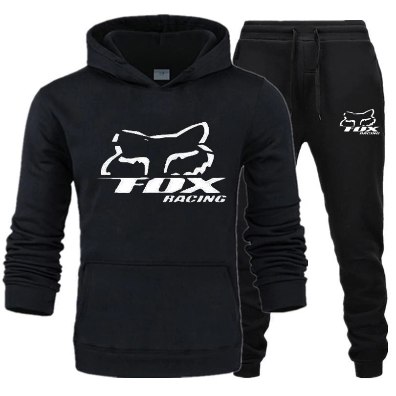 

New winter FOX brand spring men's sets men's printed hoodie two-piece wool casual sports pants men's sportswear