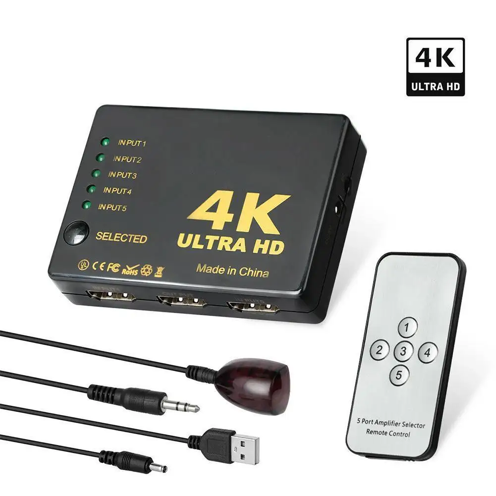 Совместимому с HDMI переключатель Ultra HD 4K сплитер 1x5 Порты и разъёмы 3D * 2K видео 1 Вход