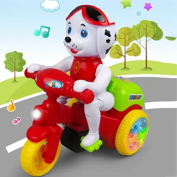

Baby Doll Dog Toys Model Doll 360 Degree Stunt Rotating Tricycle Music Lighting Electronic Toys With Sound Children Gift Hot!