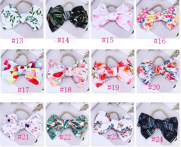 

60pc/lot Waffles Hair Bows Headband 6'' Floral Texture nylon Headbands For Kids 2019 New Arrival Party DIY Hair Accessories