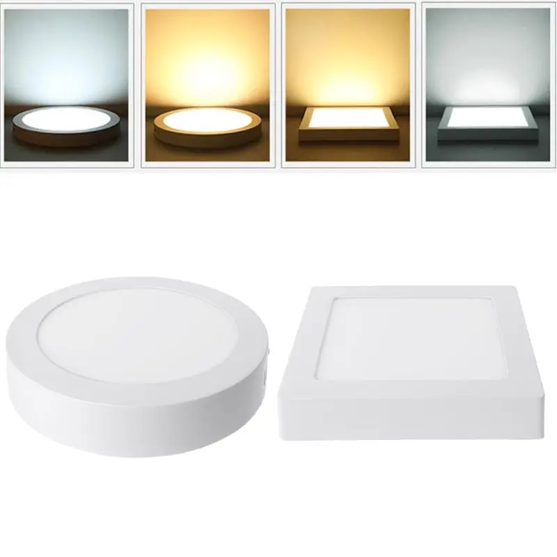 

LED Panel Light 12W AC90-265V No Drill Mount Indoor Lighting Round Square Surface Ceiling Lamp For Home Office Hotel