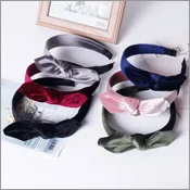 Korean-style Hair Accessories Solid Color Gold Velvet Elasticity Fleece Large Rims Headband Head Buckle Knot Hair Bands Women's