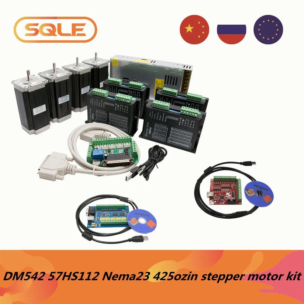 Драйвер двигателя DM542 4 комплекта Nema23 57HS112 3N 3A шаговый двигатель 350 Вт 36 В 500 А 14 а