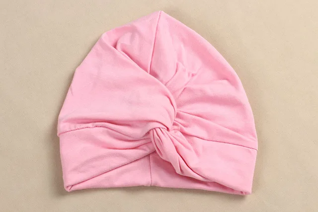 Cute Cotton Blend Baby Turban Hat Newborn Beanie Caps Kids Girls Headwear Infant Toddler Shower Hat Birthday Gift Photo Props 5baby pink
