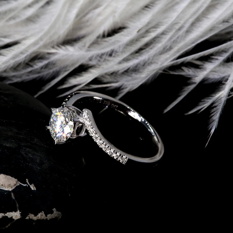 1 Carat ct 6,5 мм белый Обручение& Свадебные муассанит кольцо с бриллиантом, покрытое платиной Серебряные кольца