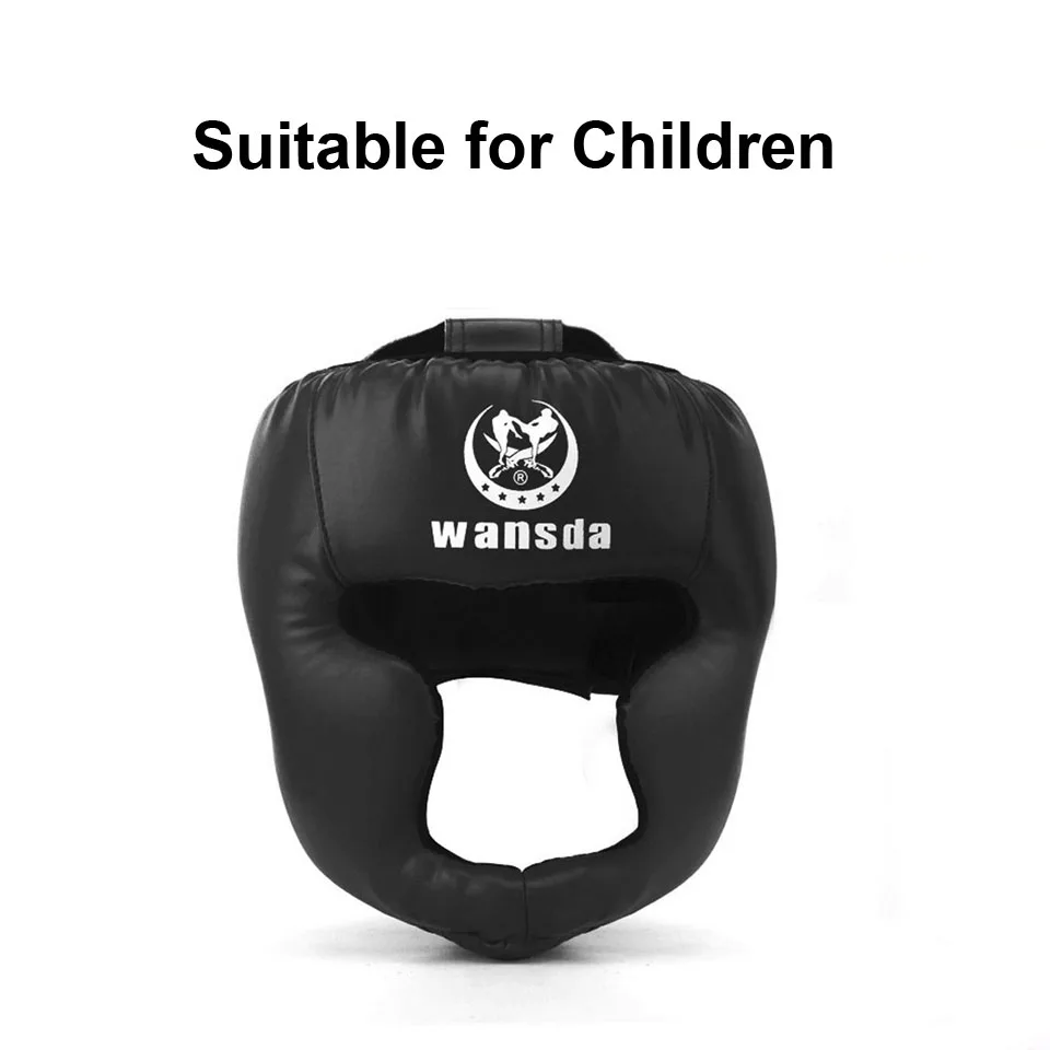 Children Black GOBYGO кикбоксерский шлем для мужчин и женщин PU Каратэ Муай Тай Guantes De Boxeo Free Fight MMA Sanda обучение взрослых детское оборудование - Цвет: Children Black