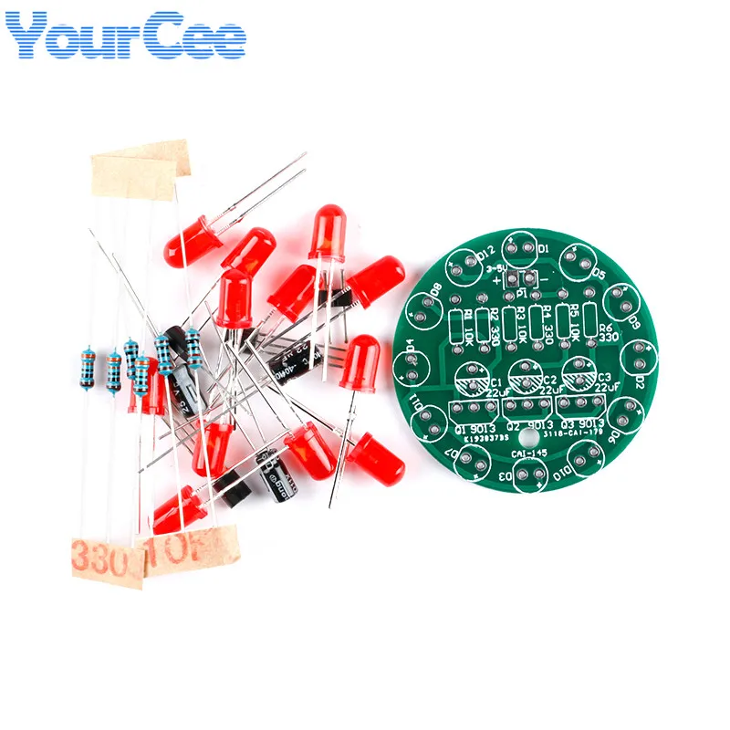 LED Su Işığı LED Yuvarlak Su Işığı Üretim Kiti Beceri Eğitimi Lehimleme Uygulama Parçaları Diy Elektronik Kit Seti