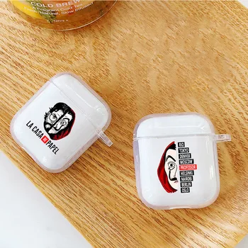 

Earphone Case for Airpods 1 2 TV Series Money Heist House of Paper La Casa De Papel Soft Clear TPU Cover
