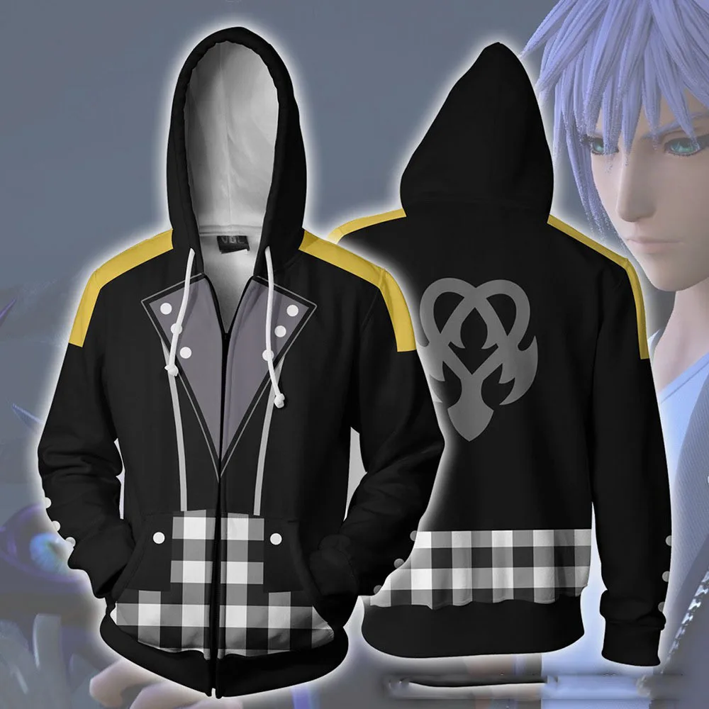 Игра Королевство сердец Рику Keyblade 3d печатных толстовки с капюшоном Кофты для мужчин мальчиков весна осень молнии куртки кардиган Топы
