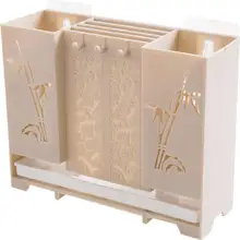 Полипропиленовые настенные палочки для еды, двойные палочки для еды, клетка, кухонная ложка, палочки для еды, подставка для ножа, палочки для еды, трубка бежевого и серого цвета