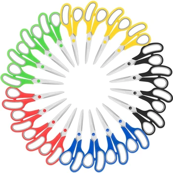 

20Pcs 8Inch Multipurpose Scissors, Soft Comfort-Grip Handles Stainless Steel Sharp Scissors for School Office Home