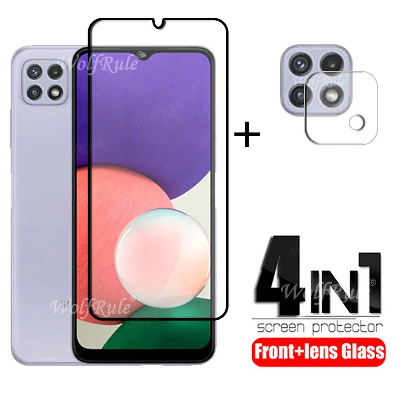 mobile screen protector 4-in-1 For Samsung Galaxy A22S 5G Glass For Samsung A22S 5G Tempered Glass Full Screen Protetor For Samsung A22S 5G Lens Glass cell phone screen protector